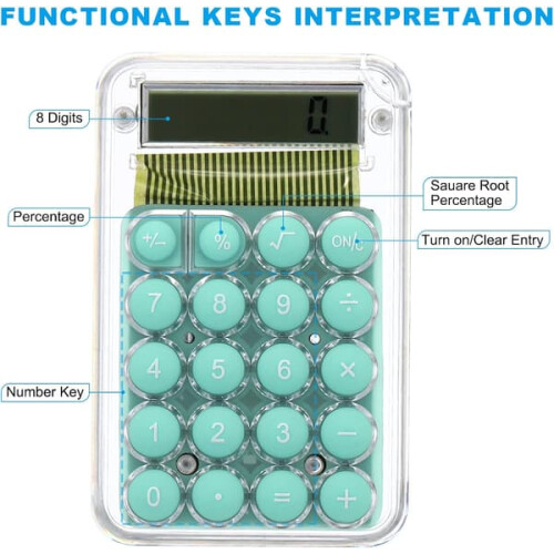 Desktop Calculator Green 8-Digit LCD Mini Portable 2