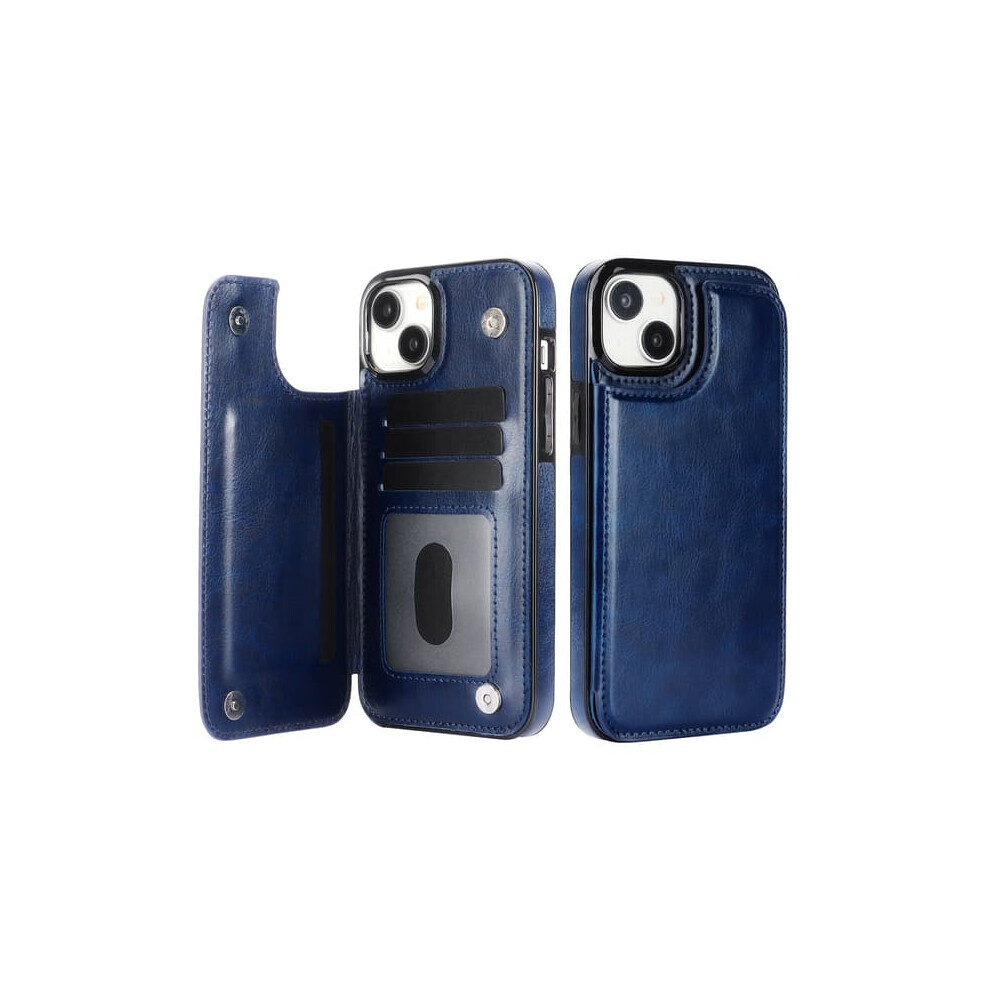 Iphone 15 Leather Case Navy With 3 Card Slots Blue 962029593027