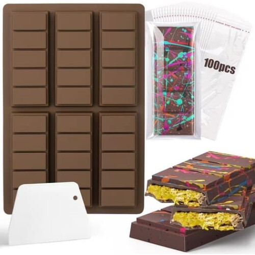 Silicone Chocolate Mold Set with Slabs, Scraper, and Bag