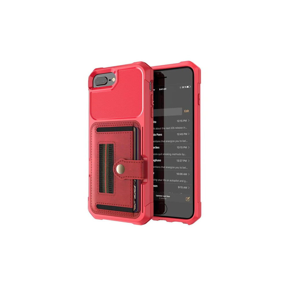 Iphone 7 Plus Protective Case With Card Slot Red 962029574170