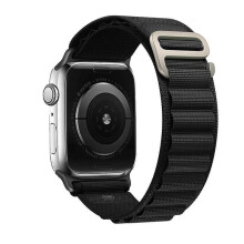 Banda Lúb Alpach comhoiriúnach le Apple Watch 38mm 40mm 41mm 42mm 44mm 45mm 49mm iWatch Ultra Series 7 6 3 8 Dubh