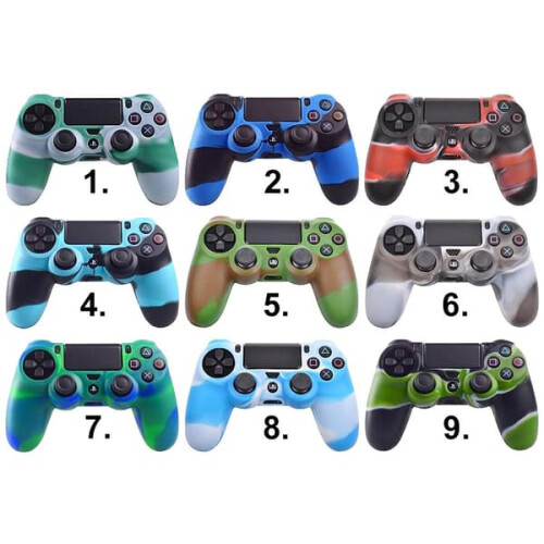 Cover/protezione in silicone per controller PS4 - Camouflage multicolore 7. Blu/Verde 2