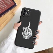 Funda para teléfono móvil F-you con diseño de mano de esqueleto, compatible con iPhone 13, 12 Pro Max Mini, color negro.
