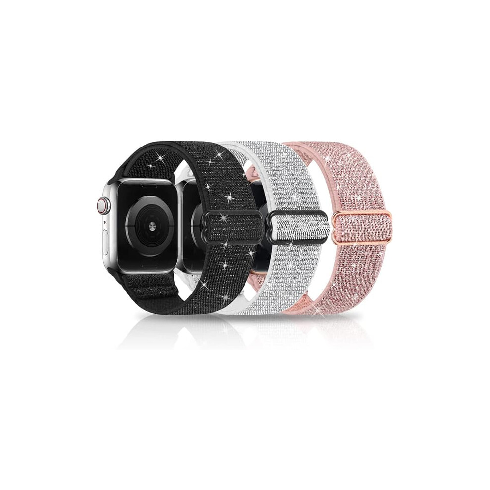 Stretchy Nylon Bling Apple Watch Strap 42-49Mm 3-Pack Light 962029241546
