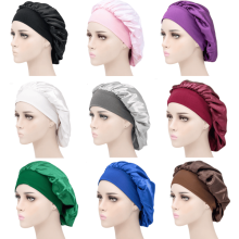 Satin Sleep Cap Bonnet Black One Size