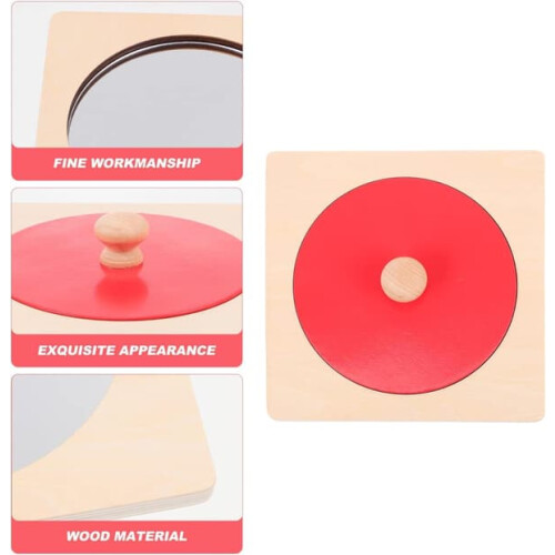 Montessori mirror button puzzle toy round geometric red 2