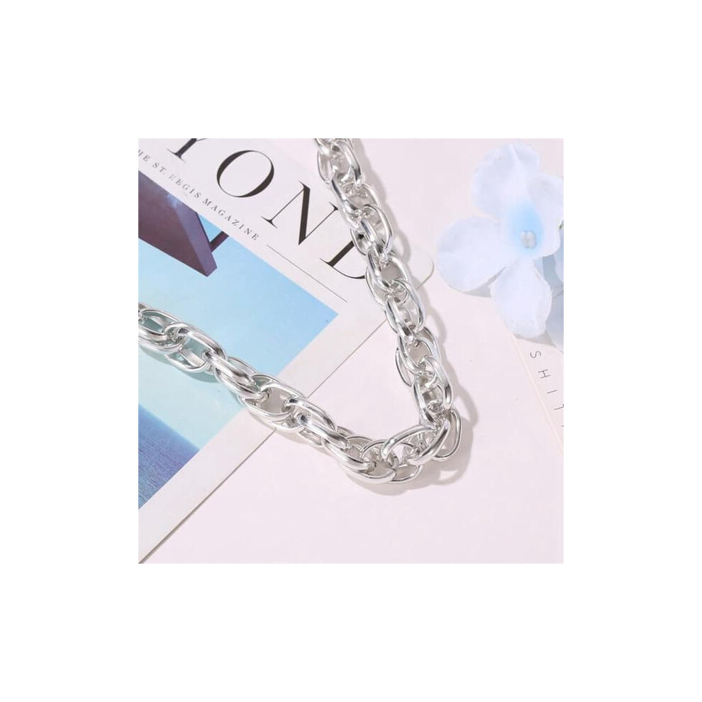 Plated Choker Necklace Thick Chain Women One Size Gold 962029584902