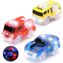 Magic Rail Car Toys for Kids with 5 LED Lights 3-Pack