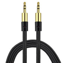 AUX kabel 3,5 mm | Pozlacený | odolný kabel ČERNÁ černá