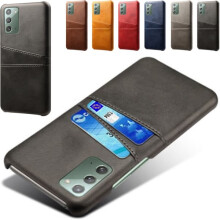Ag luí le clúdach leathair Samsung Note20, cárta víosa, mastercard - Dearg Note20
