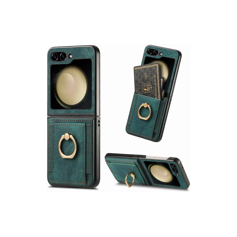Wallet Case For Samsung Galaxy Z Flip 6 Pu Leather Green 962029251439