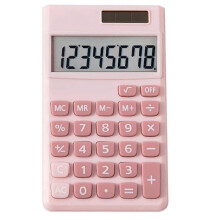 Mini calculator pink 8-digit solar battery