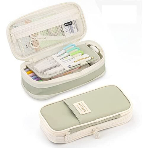 Pencil Case Large Capacity Khaki Stationery Organizer 1