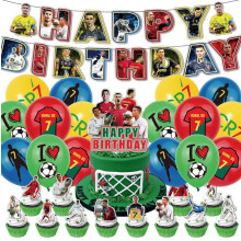 Ronaldo football birthday party banner and balloons set