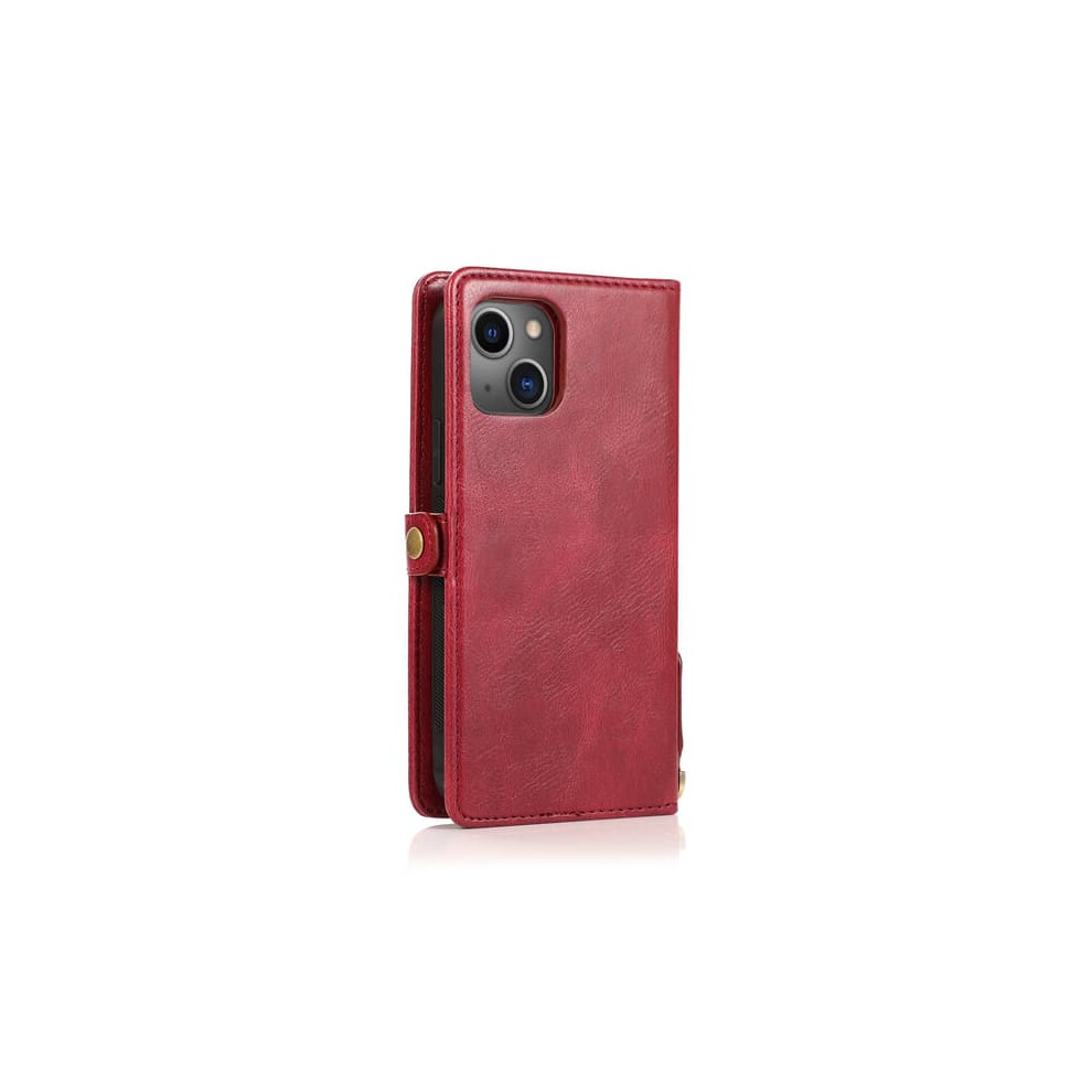 Iphone 15 Leather Wallet Case With Card Holder Red 962029241706