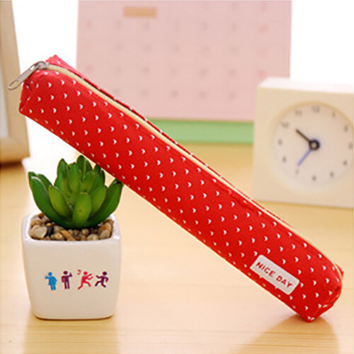 Canvas pencil case polka dot candy color 1 piece