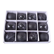Christmas balls black baubles 12 pcs