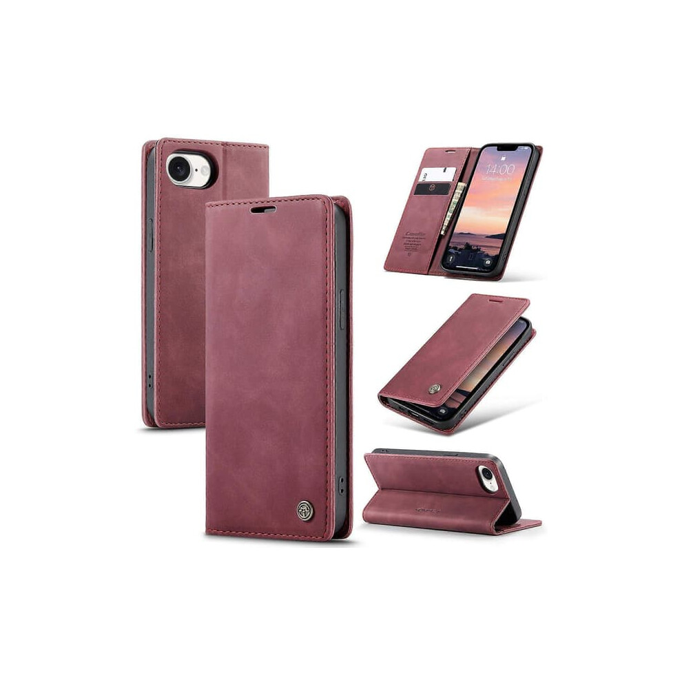 Iphone 16E Wallet Case Pu Leather Stand Case Red 962029263166