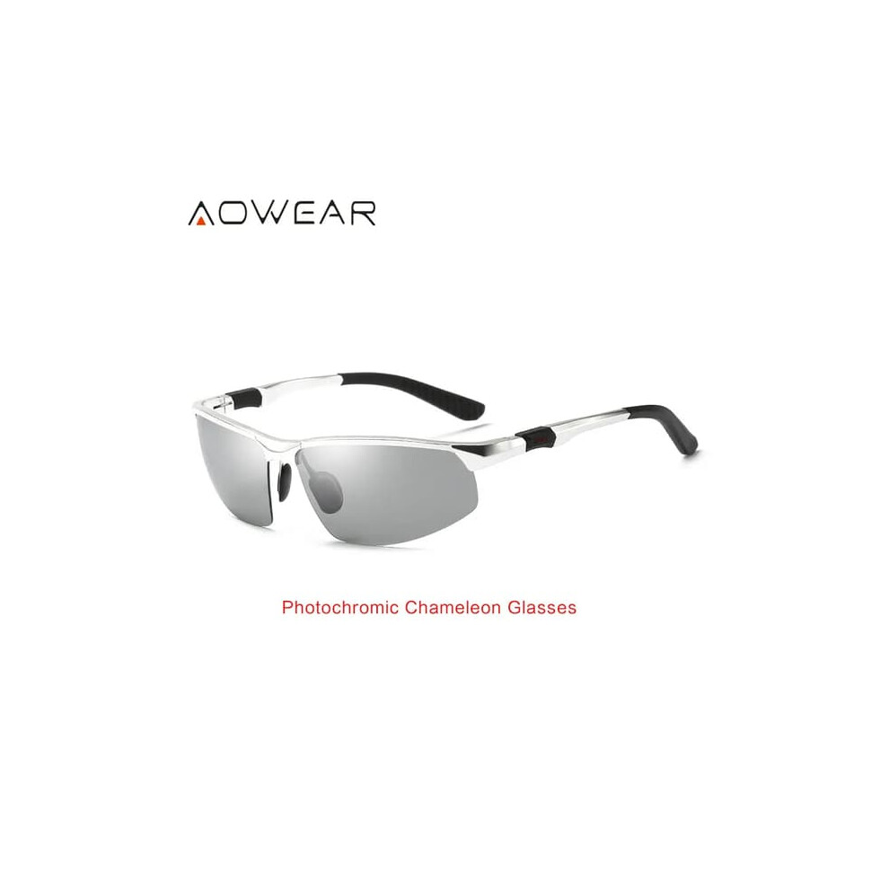 Aowear Men's Photochromic Polarized Rimless Sunglasses 962029260325