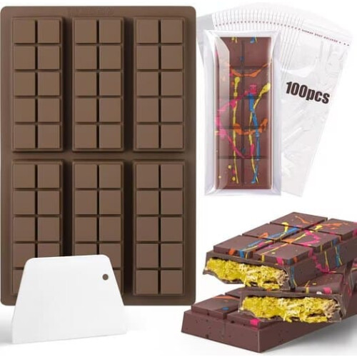 Chocolate mold set with slabs, scraper, and bag
