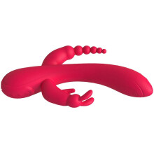(Red) Women Vibration Massage Machine Waterproof Low Noise 12 Frequency USB Rechargeable Female Massager