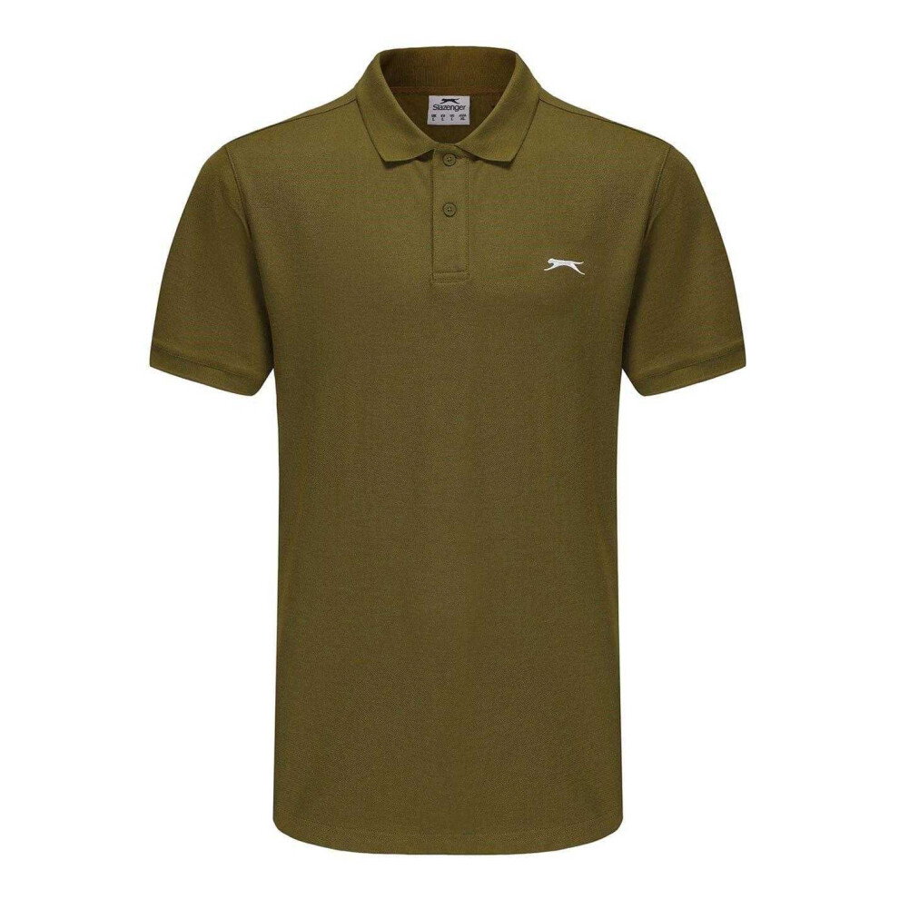 Slazenger (S, Khaki) Mens Embroidered Logo Polo Shirt