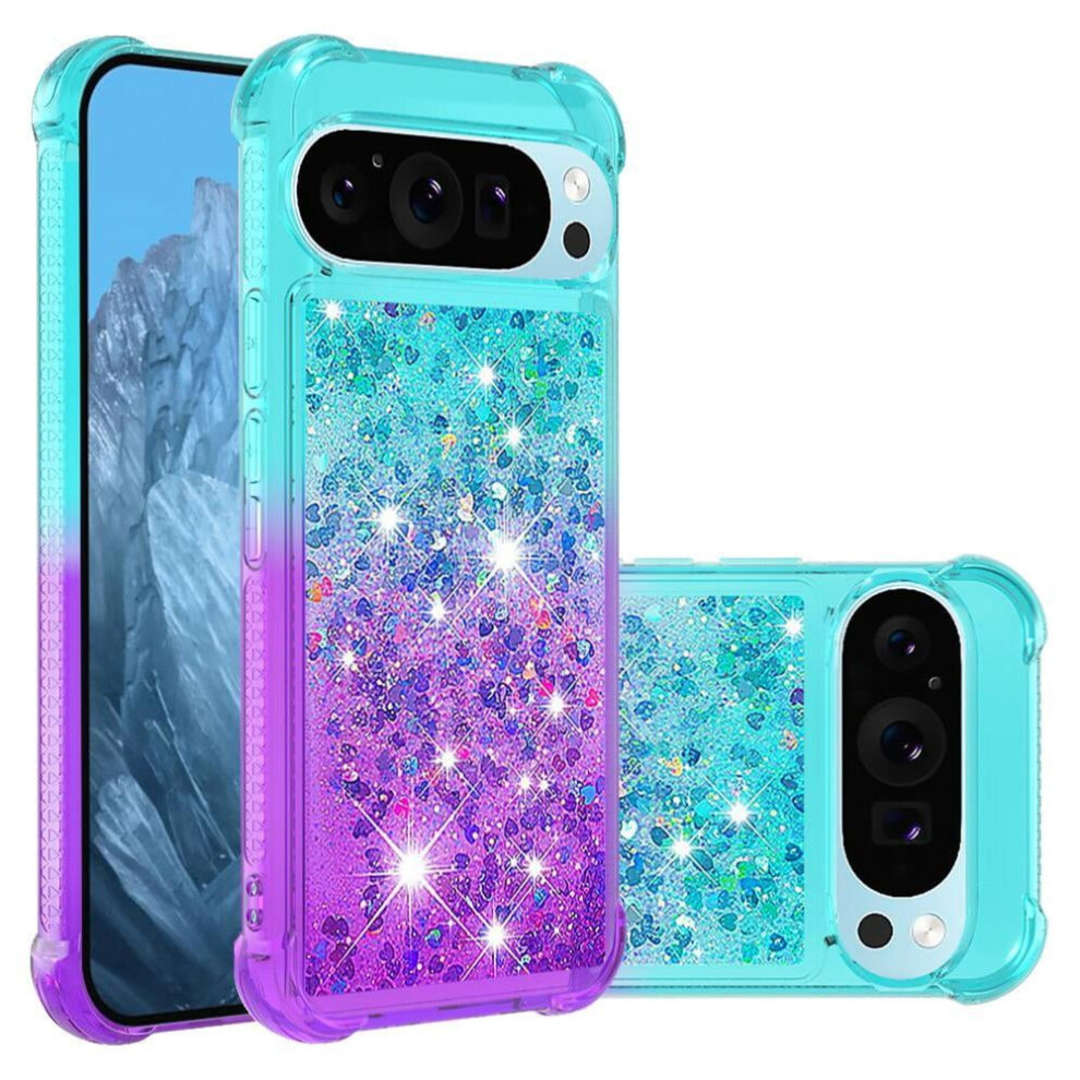 Google Pixel 9 5G Clear Bumper Case With Liquid Glitter 971050053752