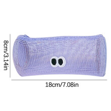 Transparent mesh pencil case large capacity purple