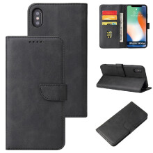 Hoesje compatibel met iPhone XS Max. Volledige bescherming met kaarthouder, standaard, magnetische kaartinvoer, leren folio-flipcase.