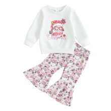 Weihnachtsoutfit für Kleinkinder und Babys (Mädchen) – Größen: 6–4 Monate / 2–4 Jahre – Sweatshirt-Pullover + Schlaghose –