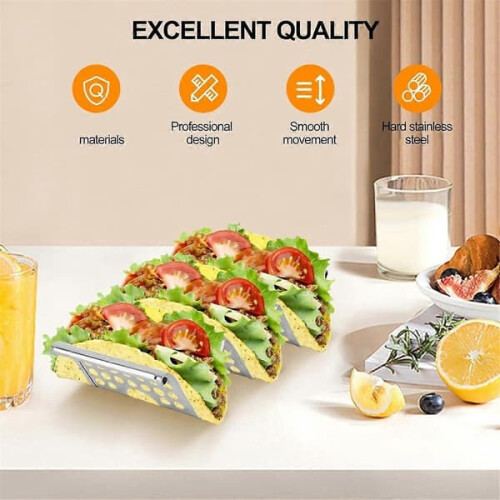 Taco stand stainless steel 4-pack with handle 1