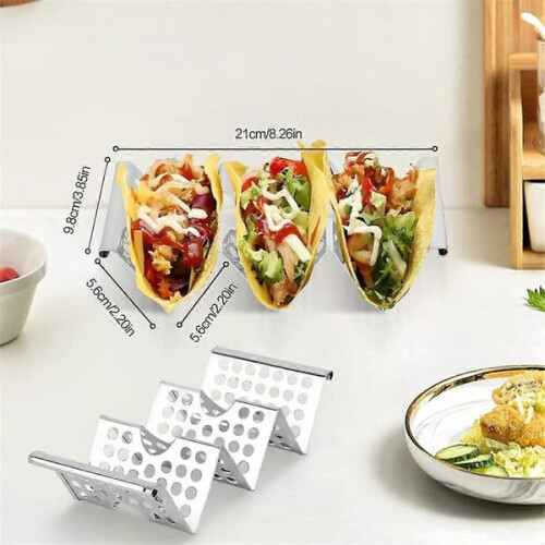 Taco stand stainless steel 4-pack with handle 2