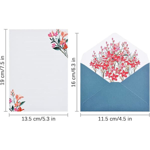 Floral Stationery Set with Envelopes 24 Sets 1