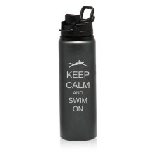 25oz aluminium sportvattenflaska för resor Keep Calm And Swim On Swimmer (grön)