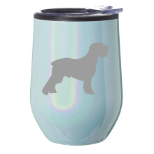 Vinglass uten stilk med lokk, blått glitter, 473 ml