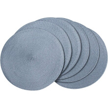 Round braided placemats set of 6, 15 inch, light blue