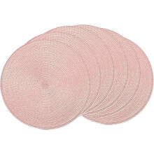 Round braided placemats set of 6, 15 inch, pink