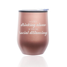 Verre à vin sans pied avec couvercle or rose