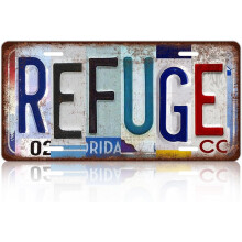 Placa de metal vintage "Refúgio" (12x6 polegadas)
