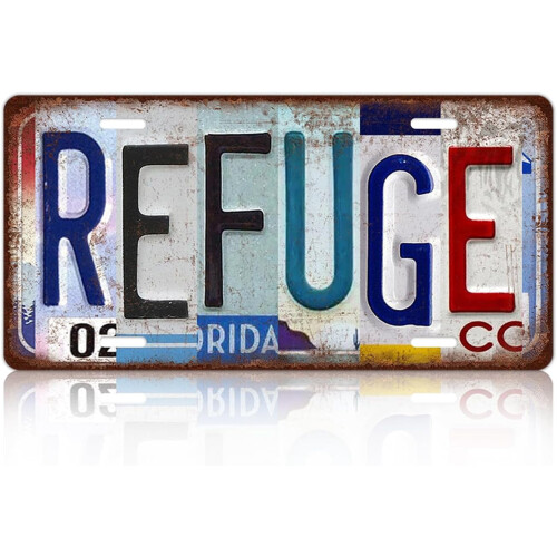 Placa de metal vintage "Refúgio" (12x6 polegadas)