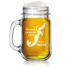 Sklenený hrnček Mason Jar s uškom 16 oz