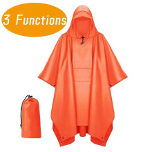 Waterproof Hooded Rain Poncho for Adults Orange