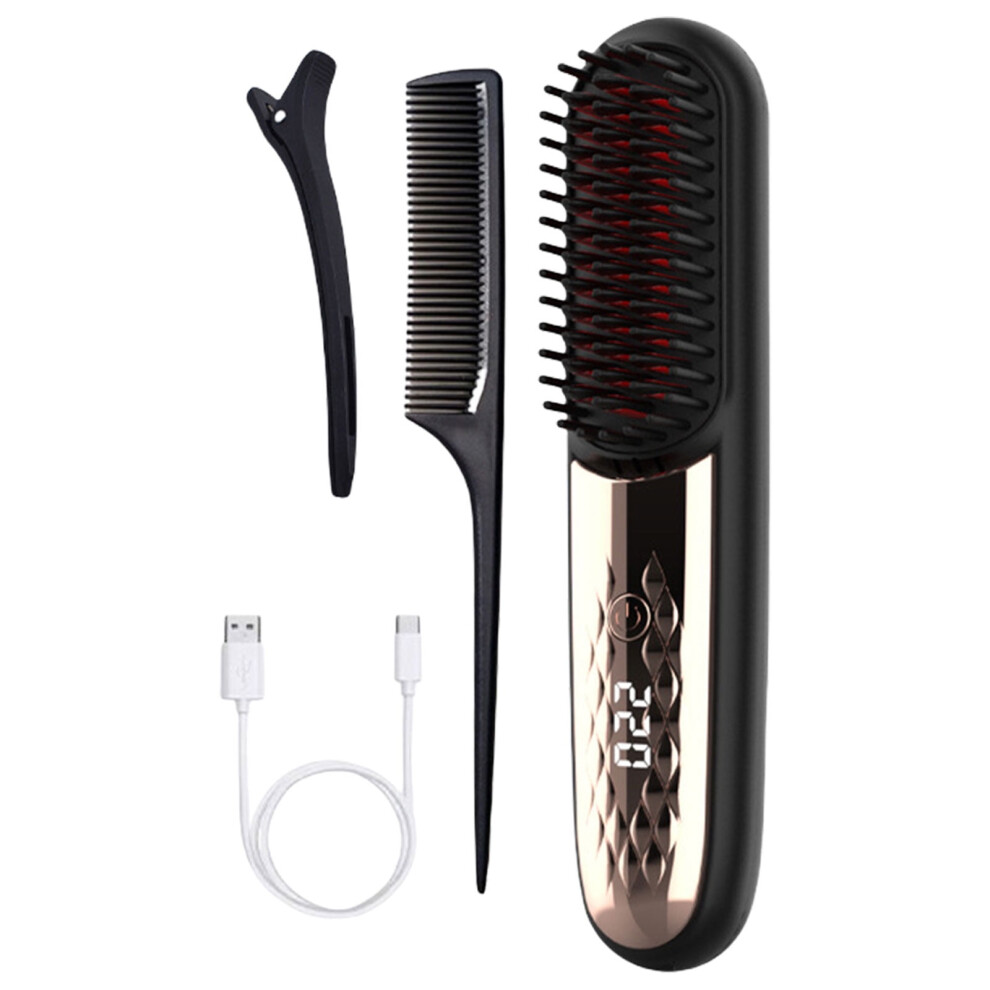 USB Rechargeable Hair Straightening Brush 4 Temperature