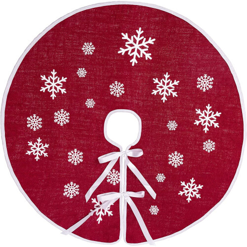 Christmas burlap tree skirt red rustic 30 inch 1
