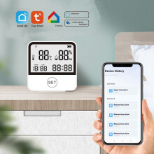 Tuya Smart WiFi Temperatur- und Feuchtigkeitssensor, kompatibel mit Tuya, App-Fernüberwachung, Smart-Alarm