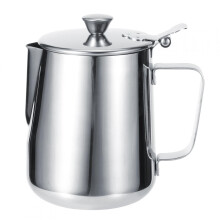Melkschuimkan, koffiekan, latte art kan van verdikt roestvrij staal met deksel voor thuisgebruik (1000 ml)