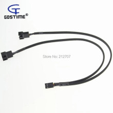 Cable de alimentación para ventilador de placa base FOR2PCS30cm3Pin PWM1to2 con malla tejida, 2 piezas, 30cm, 3 pines, PWM, cable de alimentación