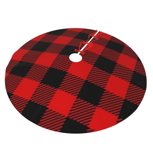 Christmas tree skirt plaid 48 inch thick rustic holiday 1