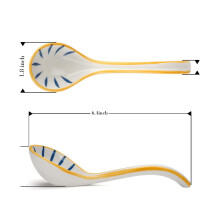2X Ceramics Soup Spoons Set of Japanese Soup Spoon Long Handle Soup Spoons for Pho Ramen Noodles Wonton Dumpling Rice