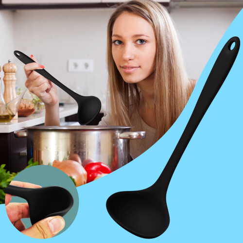 Silicone Soup Spoon Long Handle Heat-Resistant 1 Piece